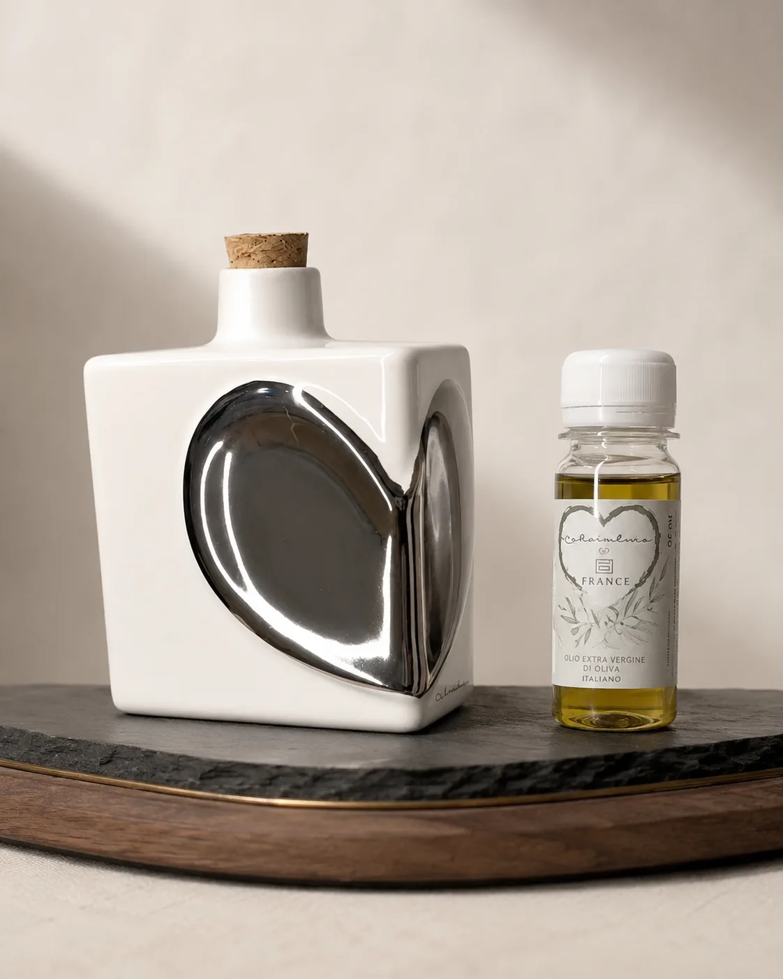 ampolla in ceramica con cuore dargento — Girardini Bomboniere Camisano Vicentino