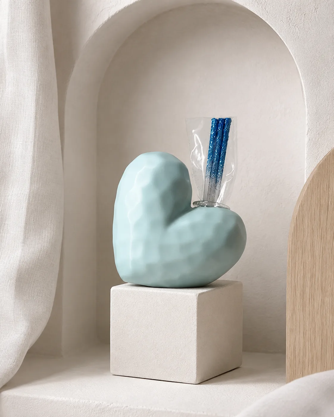 bomboniera cuore azzurro per battesimo — Girardini Bomboniere Camisano Vicentino