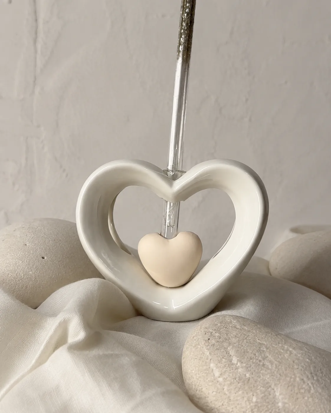 diffusore a cuore aperto con cuore beige — Girardini Bomboniere Camisano Vicentino