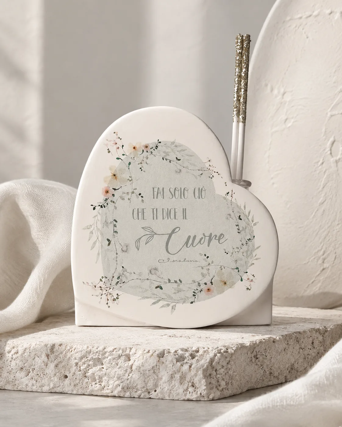 diffusore a cuore con ghirlanda botanica — Girardini Bomboniere Camisano Vicentino