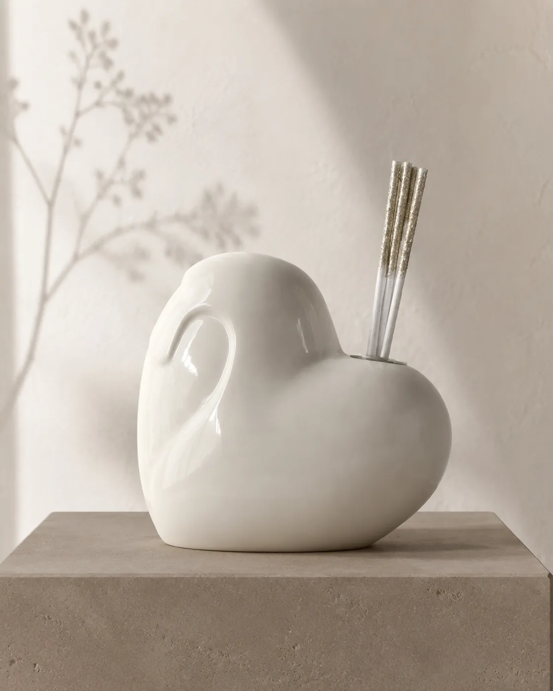 diffusore cuore avorio con steli dargento — Girardini Bomboniere Camisano Vicentino