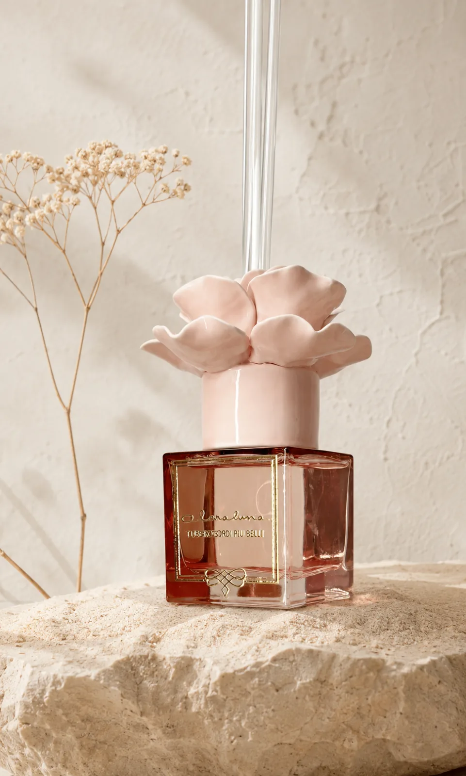 diffusore rosa con fiore ceramico — Girardini Bomboniere Camisano Vicentino